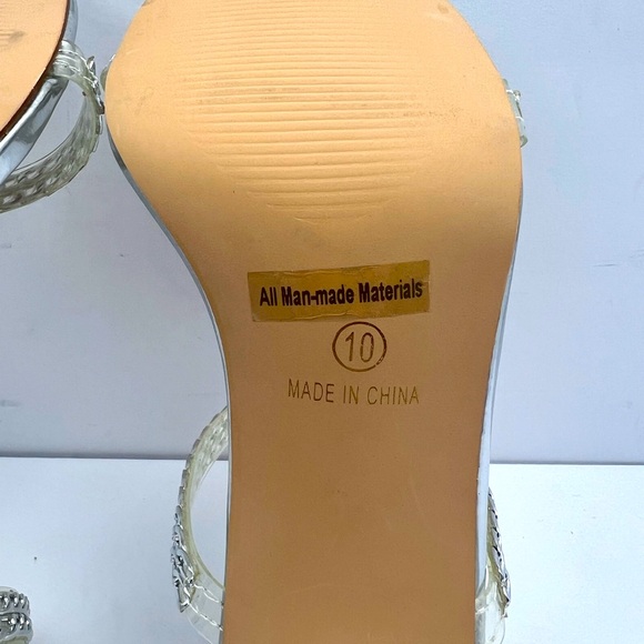 GLAZE SILVER CHAIN STRAPPY SANDALS, ALL MAN-MADE MATRIAL, WOMEN’S SIZE 10 - Picture 14 of 17